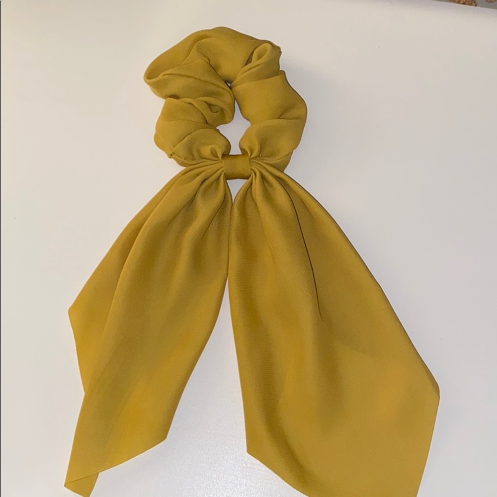 Yellow hair scrunchie with ties